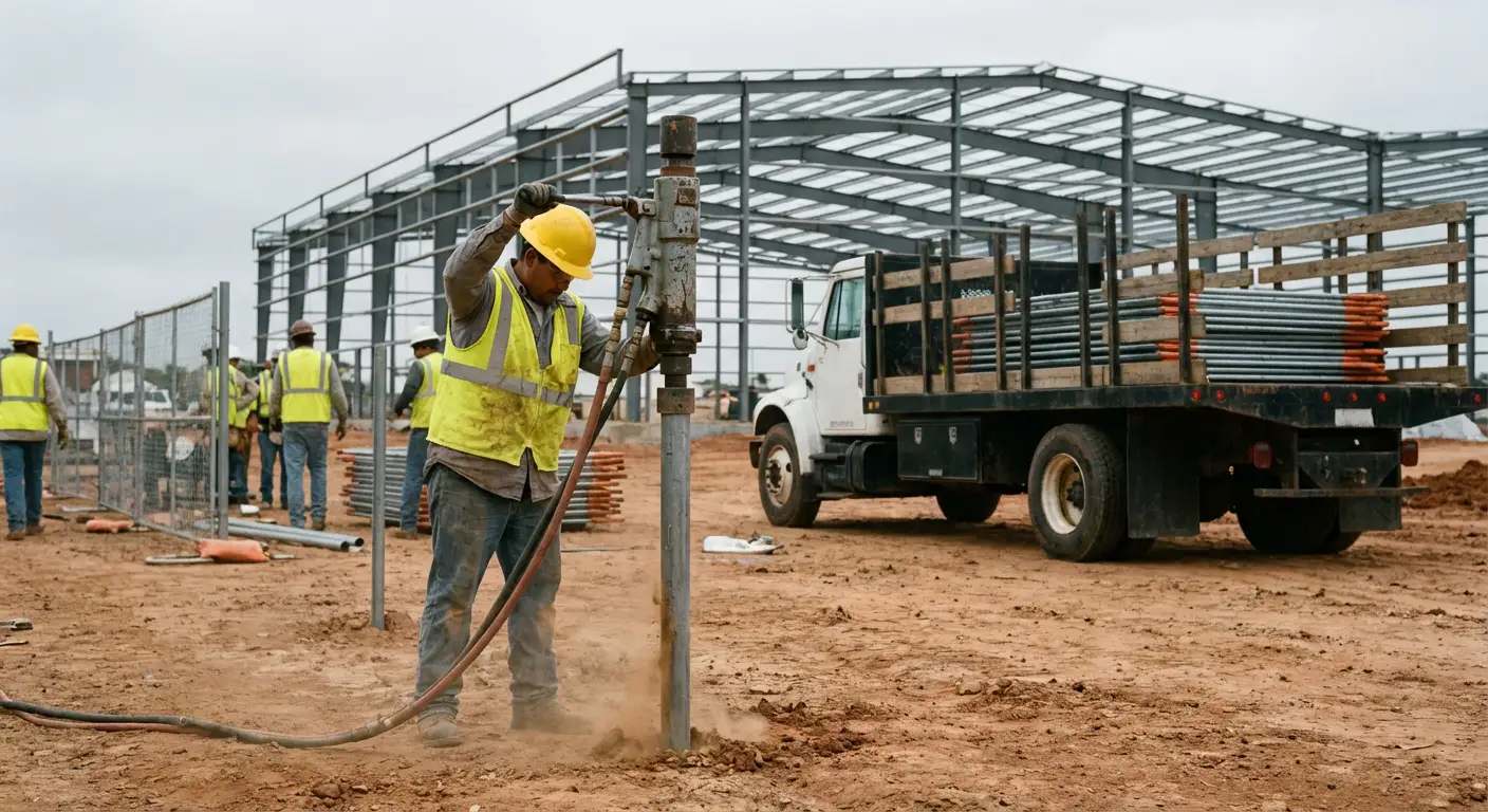 Industrial fencing installation site in Spring, TX