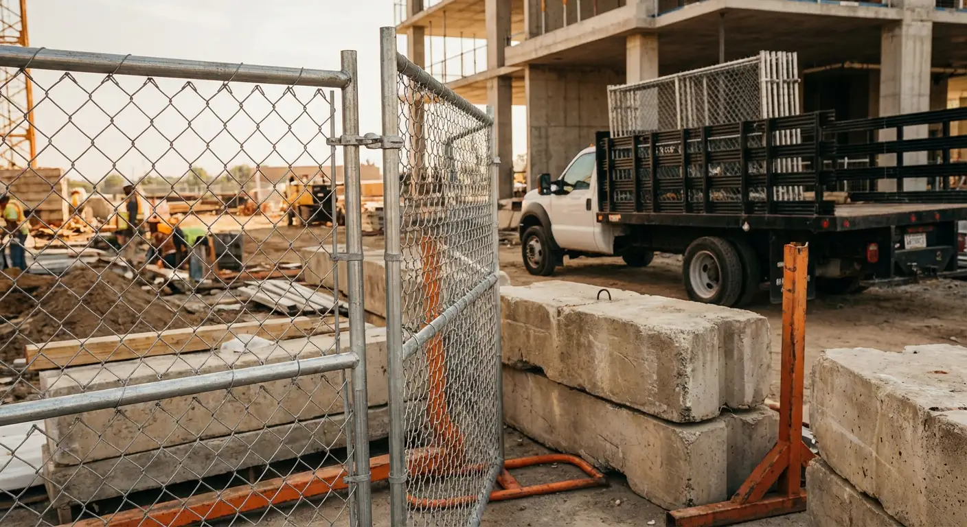 Commercial temporary fencing installation site in Spring, TX