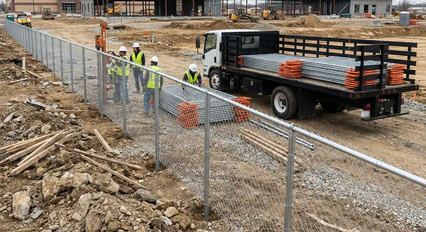 Post-Driven Construction Fence in Spring, TX