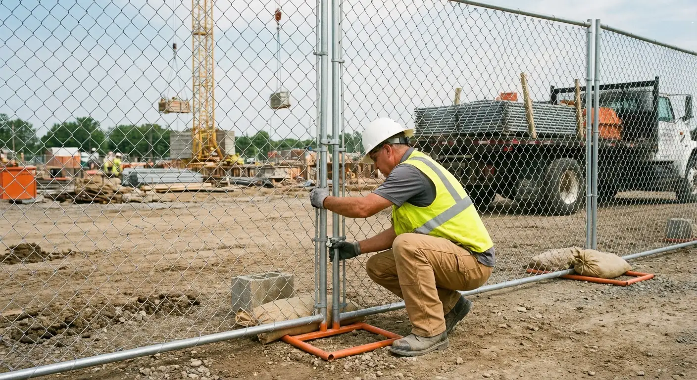 Comparison of professional fencing solutions versus DIY risks on a construction site in Spring, TX