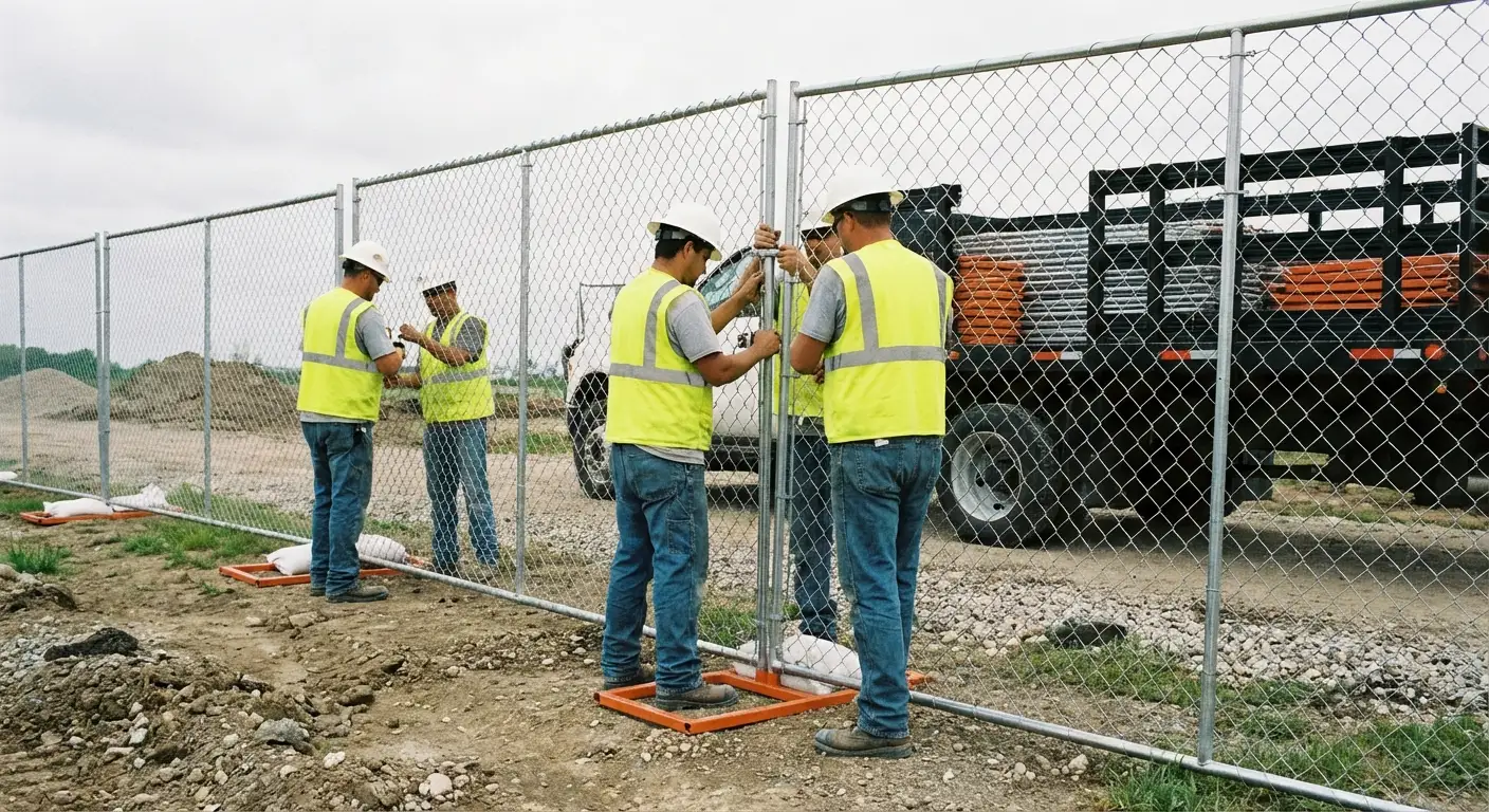 Spring Creek Site Fencing team installing temporary fencing