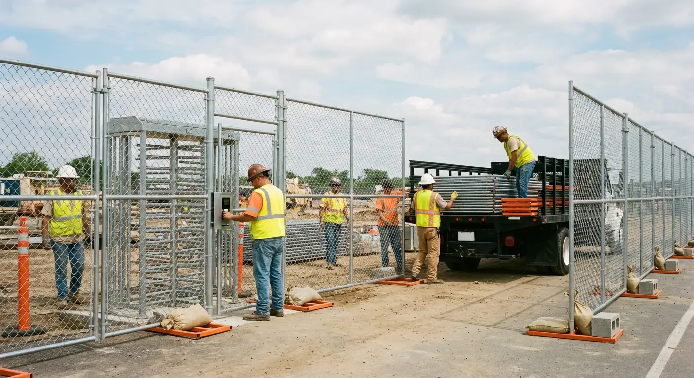 Secure construction site with temporary fencing in Spring, TX