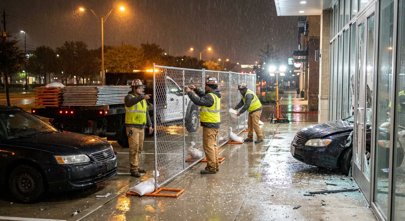Emergency temporary fencing and dispatch logistics in Spring, TX
