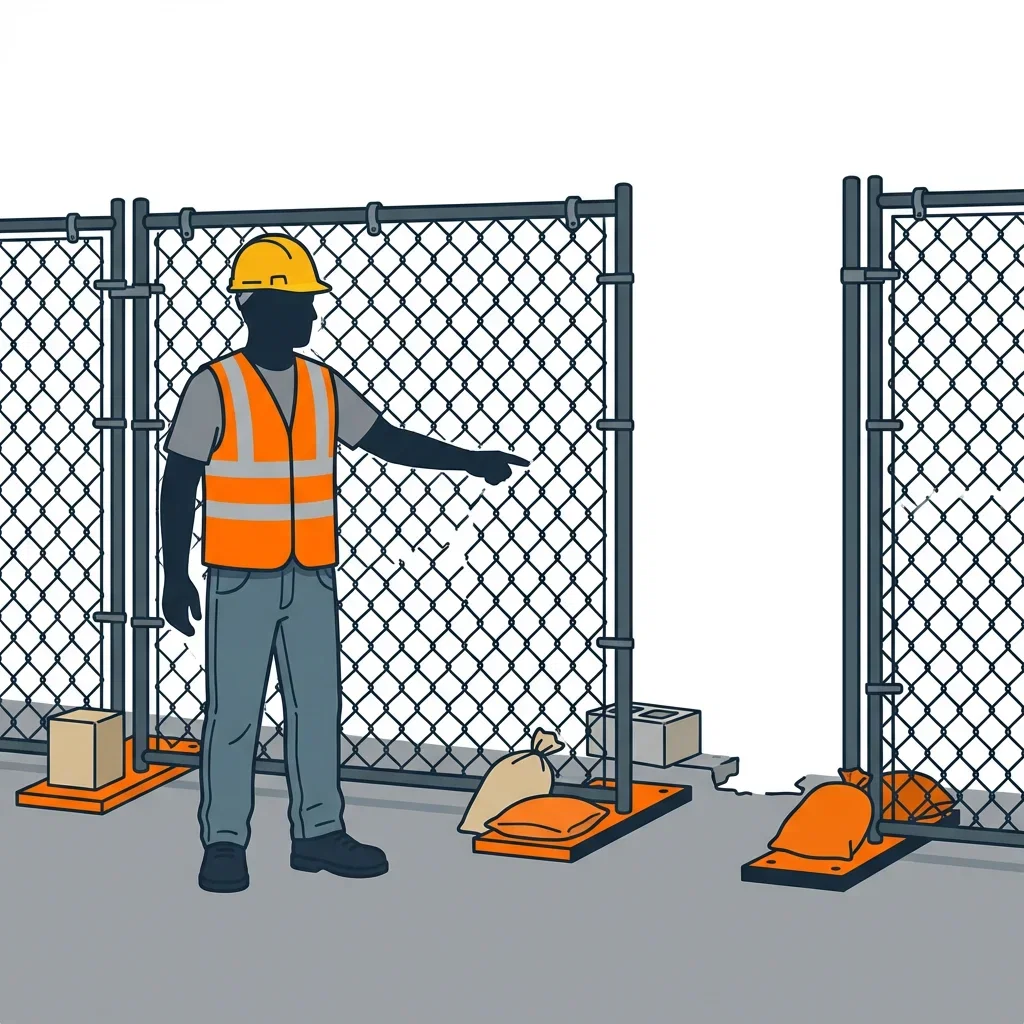 Diagram illustrating common construction site perimeter vulnerabilities in Spring, TX